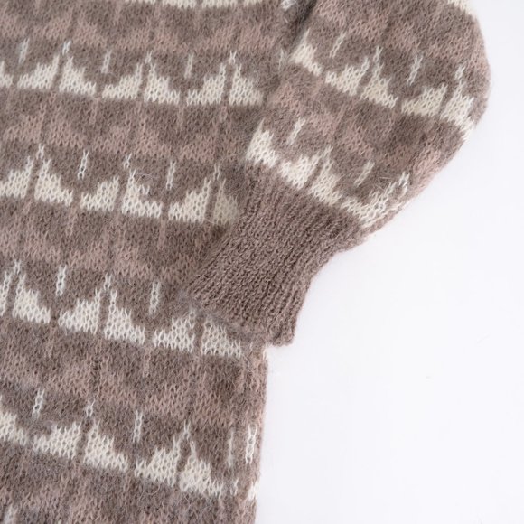 Vintage Dior Brown & Cream 60% Mohair Crewneck Long Sleeve Sweater Size Med - Picture 7 of 15